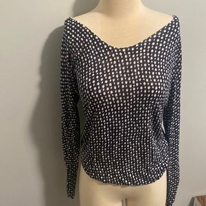 Loft thin sweater top blue white dotted